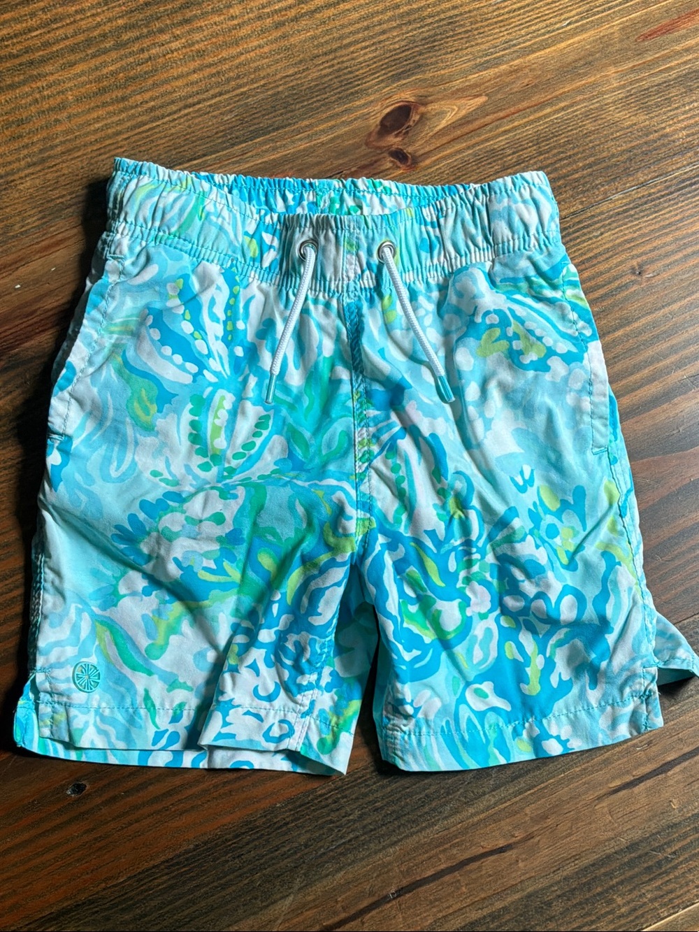 Lilly Pulitzer Aqua, Teal & Lime Floral Pull-On Shorts